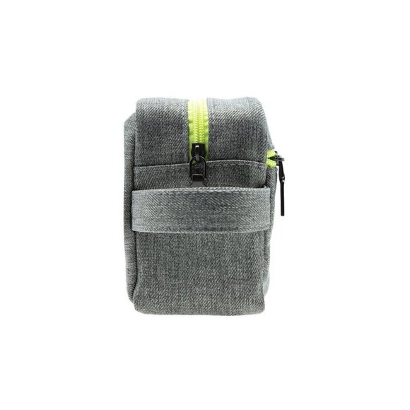 Men Toiletry Bag Grey Textured Dopp Kit Carry On with Lime Green Zipper  NEW - Picture 3 of 3